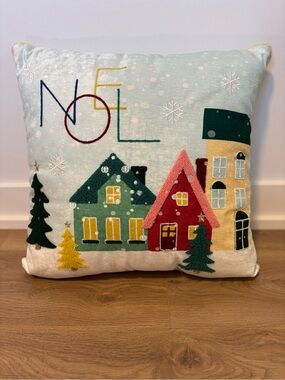 Christmas “NOEL” Winter Village Decorative Throw Pillow